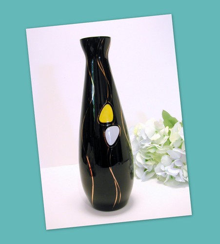 Vase schwarzglas hyalithglas - schwarzglas,