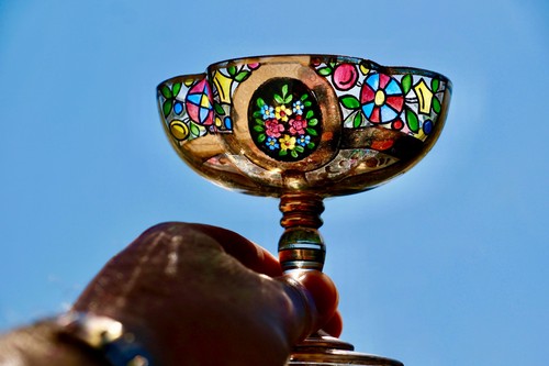 Kleine fußschale glas bunte - kleine, fußschale,