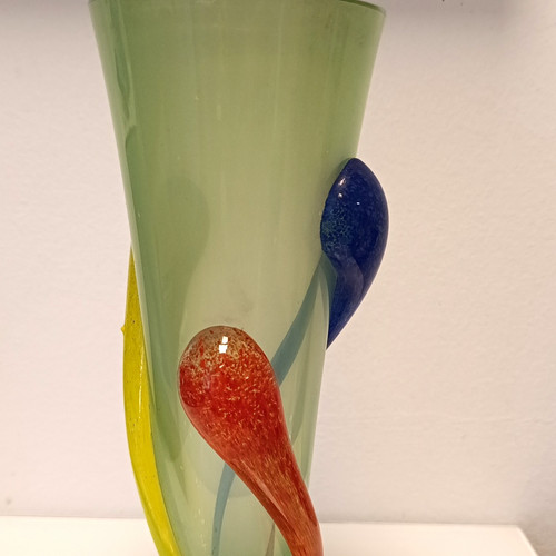 Glasvase grün mit farbigen