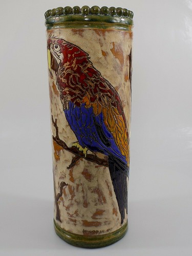 Vintage keramik vase papageien - keramik,