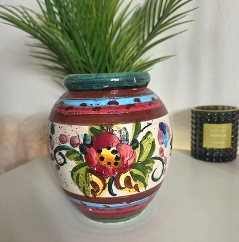 Bunte florale keramik vase - bunte,