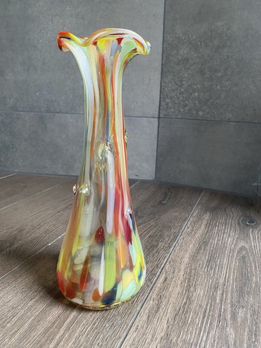Vintage kunstglas vase bunt - kunstglas,