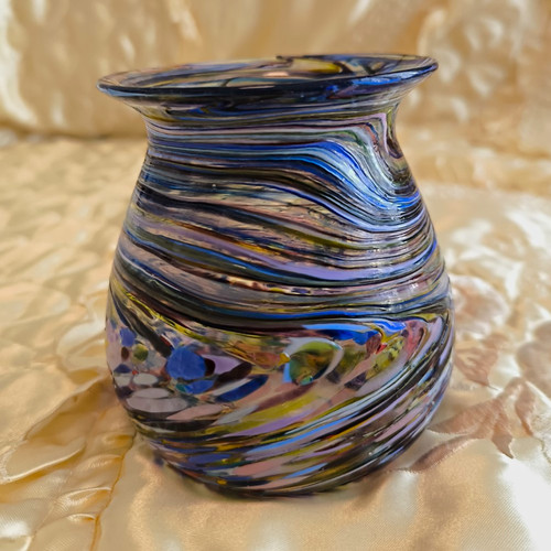 Kunstglasvase blau mehrfarbig - kunstglasvase, blau/mehrfarbig