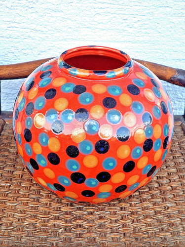 Alte keramik kugel vase - keramik,